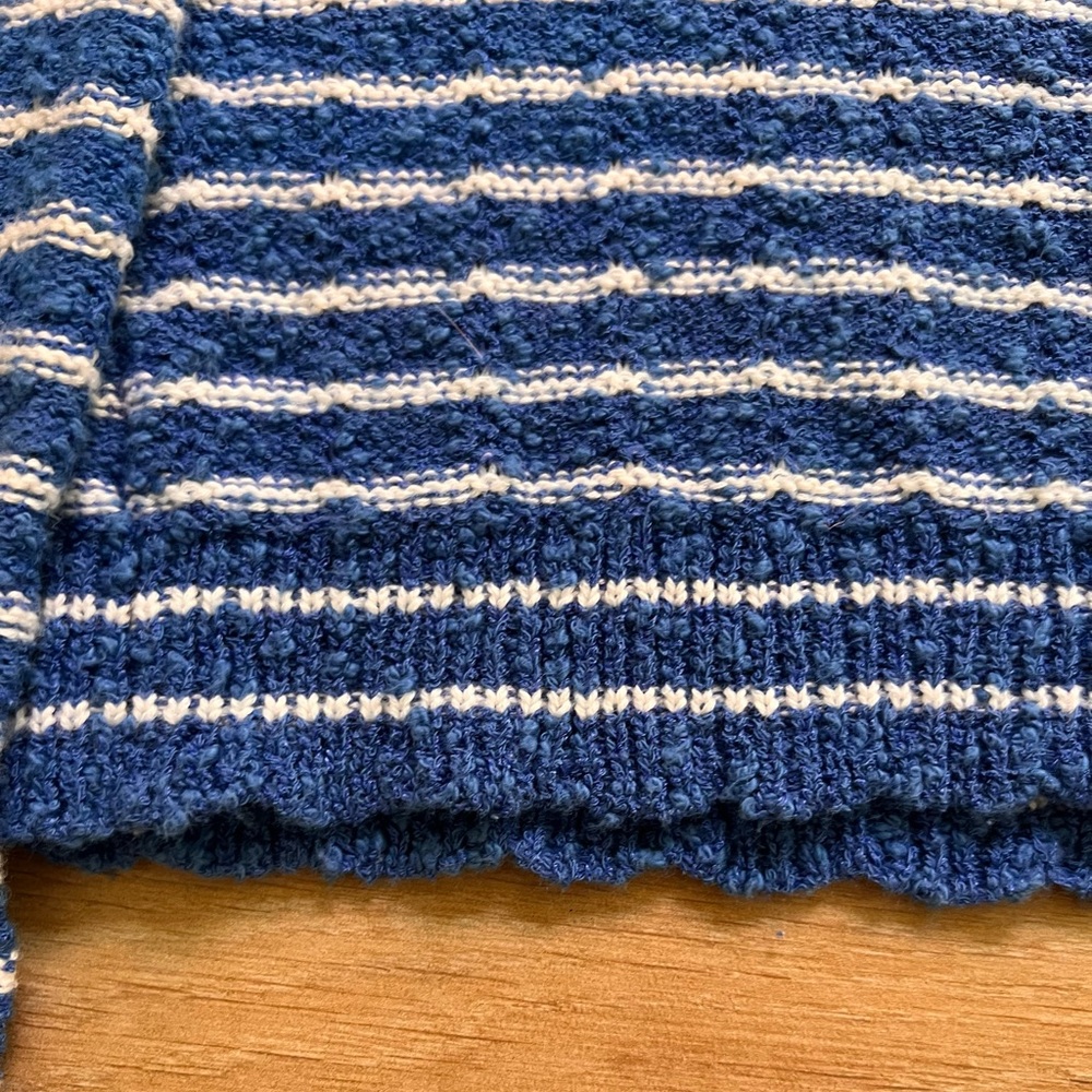 Margaret O’Leary Blue & White Striped Textured Knit Sweater XS Cropped - Picture 8 of 9